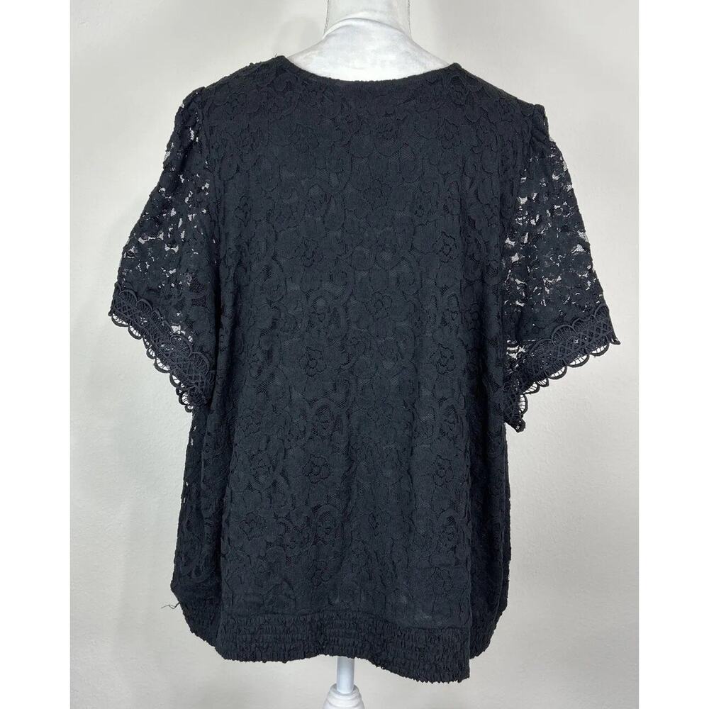 Torrid Black Floral Lace V-Neck Puff Sleeve Cropped Blouse Plus Size 5X (28) - Picture 4 of 12